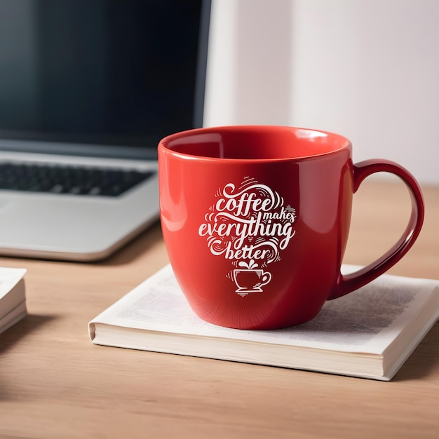 Rotes kaffeetassen-mockup