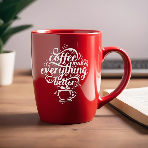 Rotes kaffeetassen-mockup