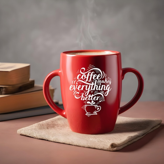 Rotes kaffeetassen-mockup