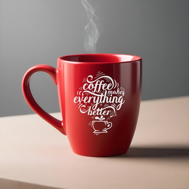 Rotes kaffeetassen-mockup