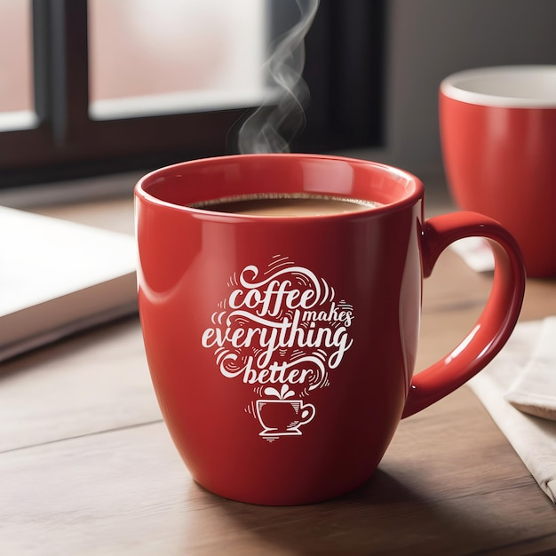 Rotes Kaffeetassen-Mockup