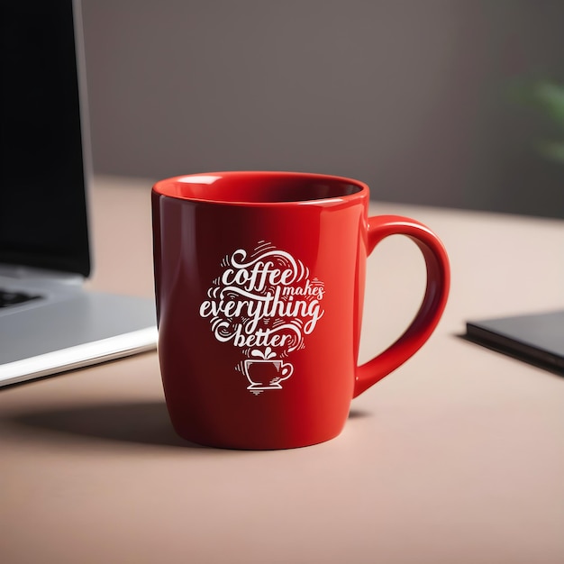 Rotes kaffeetassen-mockup