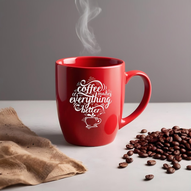 Rotes kaffeetassen-mockup