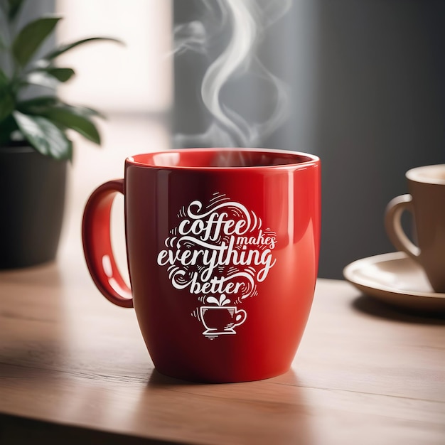 Rotes kaffeetassen-mockup