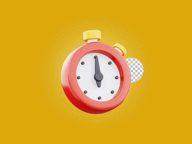 Rotes Stoppuhr-Symbol, Messzeit-Zeitsymbol, 3D-Render-Illustration