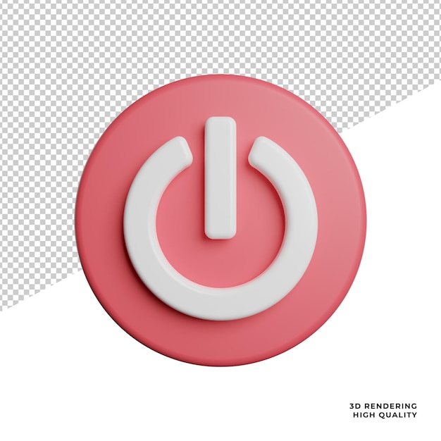 PSD rotes symbol für die vorderansicht des netzschalters png 3d-rendering-illustration mit transparentem hintergrund
