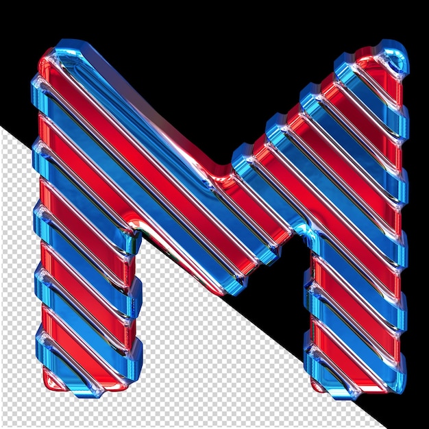 Rotes symbol mit blauen diagonalen riemen buchstabe m