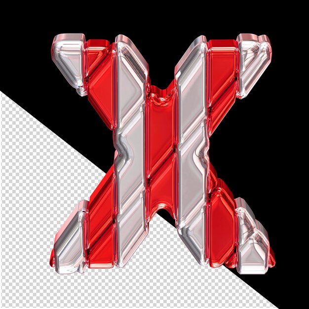 Rotes Symbol mit silbernen Riemen oben Buchstabe x