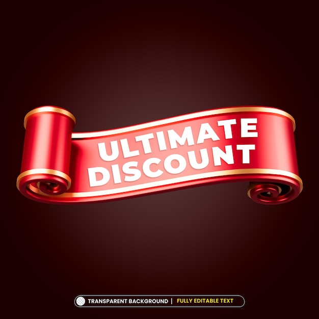 Rotes Tag-Rabattangebot 3D-Rendering isoliert