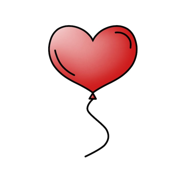 Rotte herzförmige Ballon-Raster-Illustration