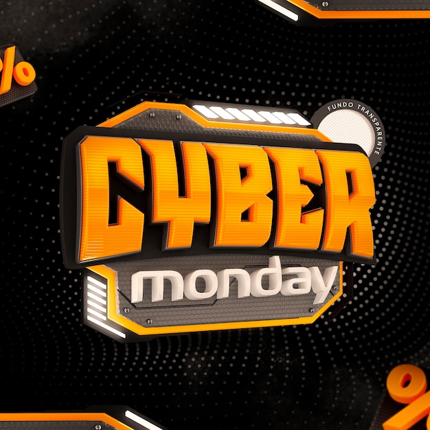 PSD rótulo 3d cyber monday para composição