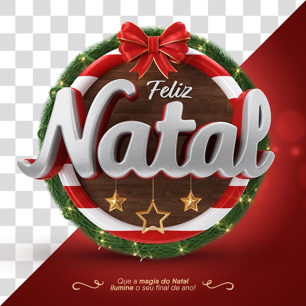 PSD rótulo 3d de feliz natal isolado