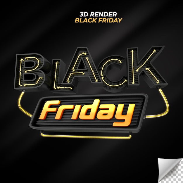 PSD rótulo black friday 3d render para composições