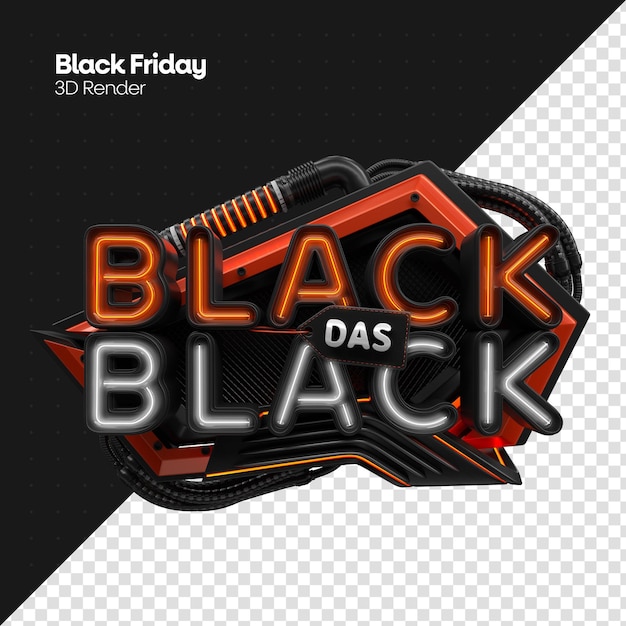 Rótulo black friday 3d render realista para campanhas de marketing no brasil em português