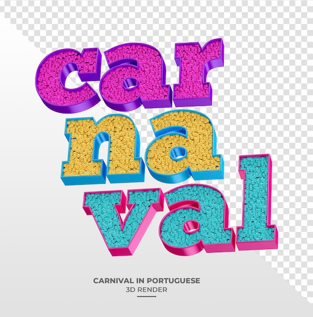 Rótulo Carnaval Em português brasileiro render 3d