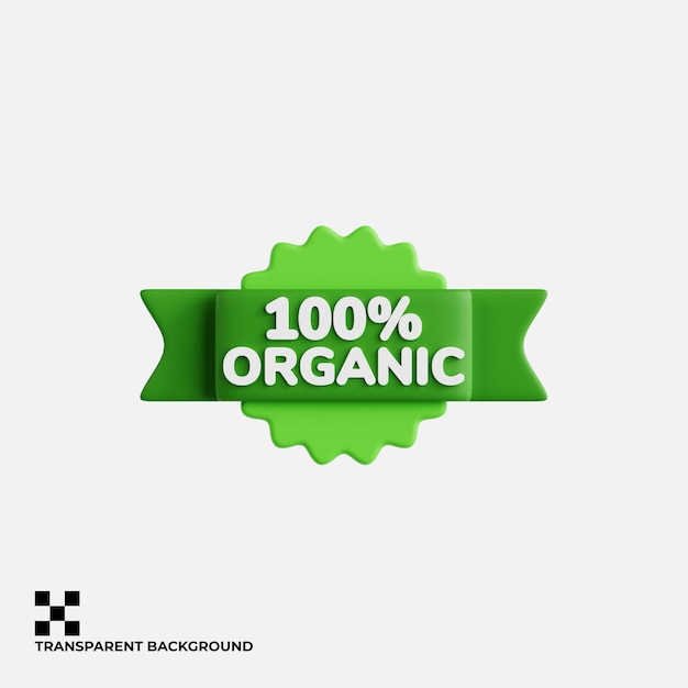 Rótulo de Certificação Orgânica Icon 3D de Agricultura Orgânica