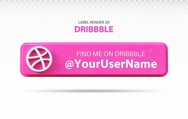 Rótulo de Dribbble de mídia social 3d