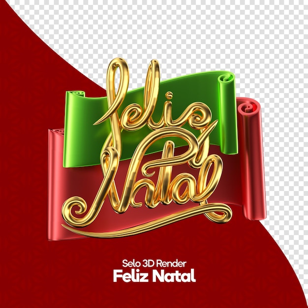 PSD rótulo de feliz natal em letras 3d portuguesas para campanha de marketing no brasil