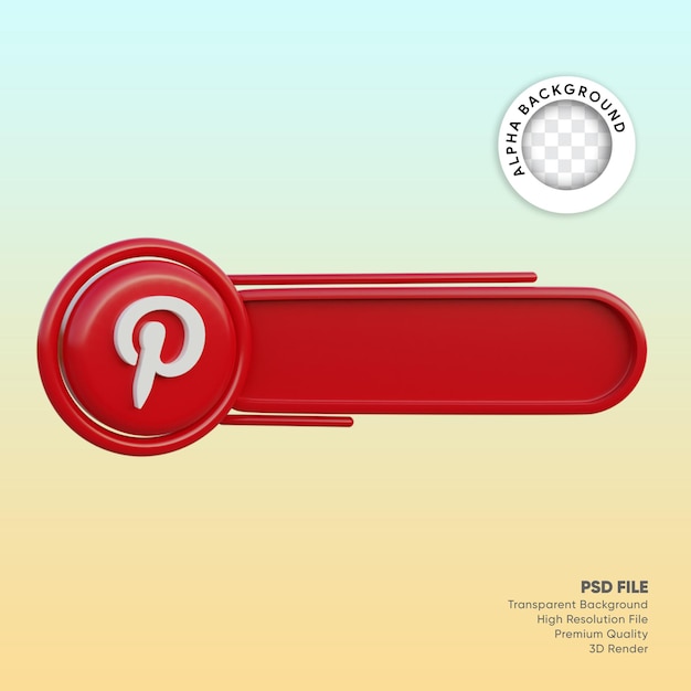 PSD rótulo de mídia social 3d pinterest