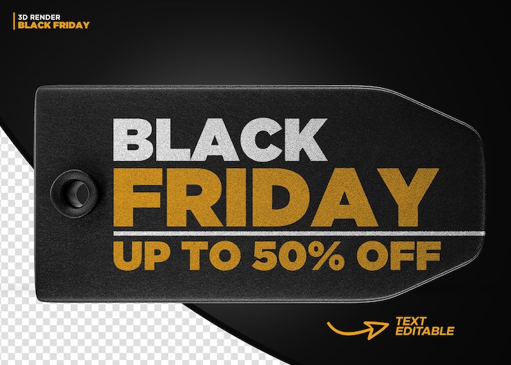 PSD rótulo de oferta de desconto da black friday tag renderização em 3d para composição
