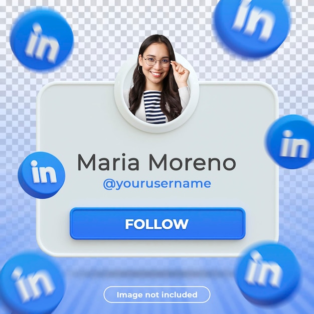 Rótulo de renderização 3d de banner de perfil do linkedin isolado no fundo branco