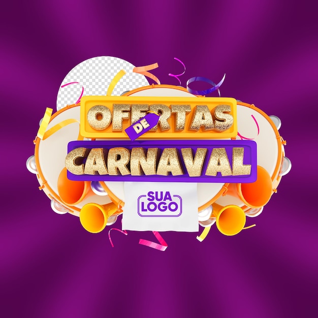 PSD rótulo de renderização 3d festa brasileira de carnaval isolado para composição