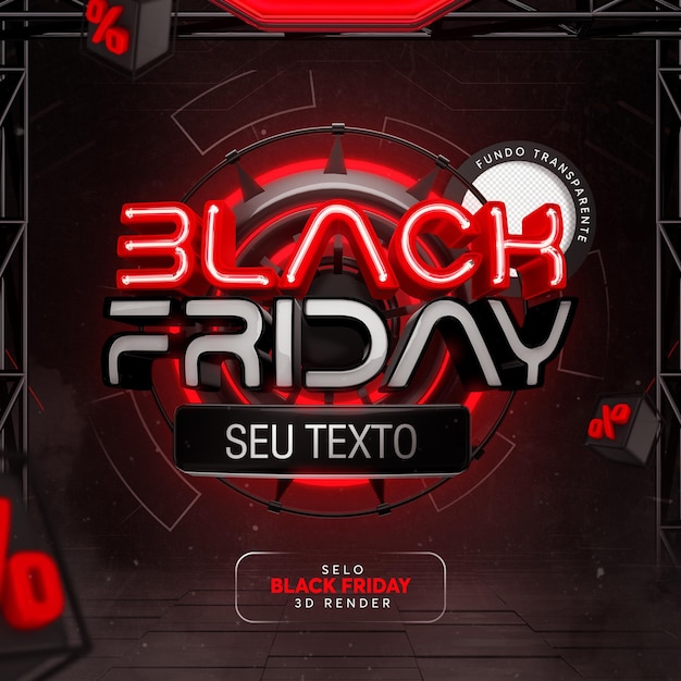 Rótulo de sexta-feira preta em renderização 3D realista para composição de marketing