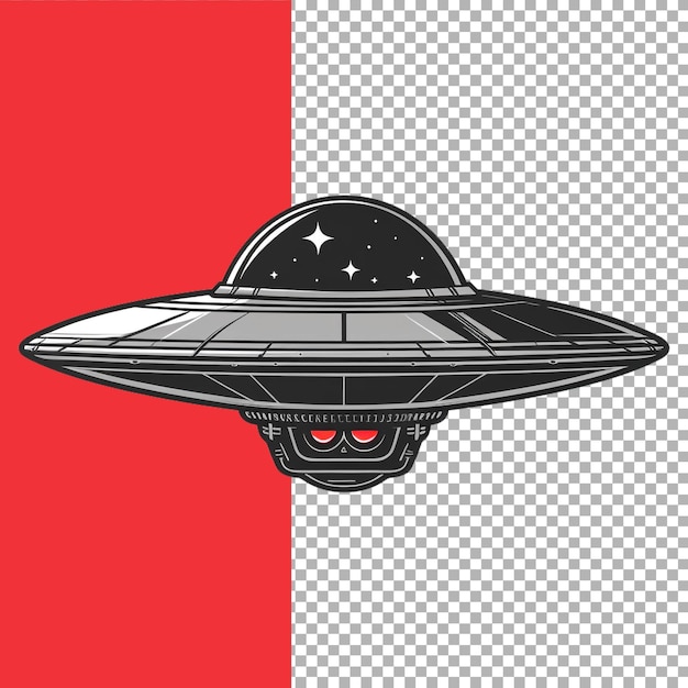 Rótulo de uma nave ufo em um fundo transparente gerado por ai