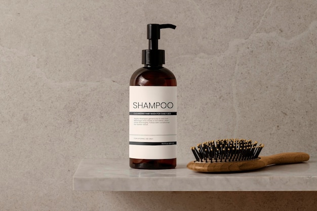 Rótulo do produto do dispensador de shampoo do modelo de garrafa de bomba psd