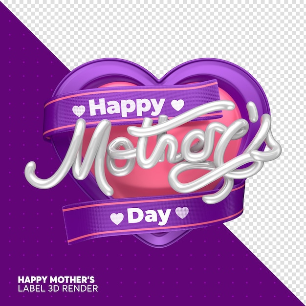 rótulo feliz dia das mães em 3d