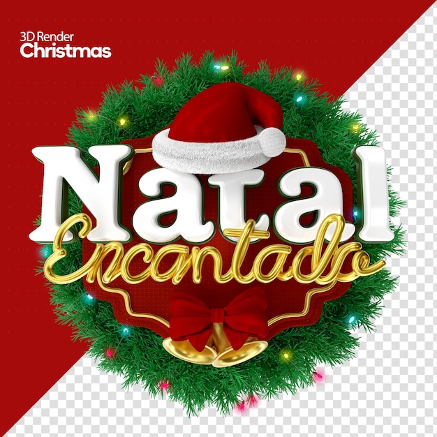 Rótulo natal 3d render em português