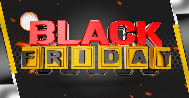 Rótulo psd 3d promoção realista da black friday oferece campanhas no brasil