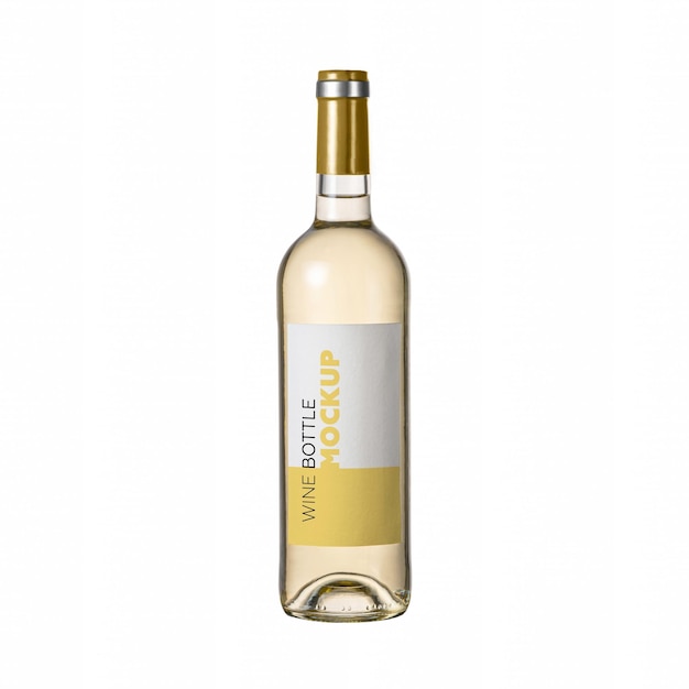 rótulos de maquete para uma garrafa de vinho branco em um fundo branco