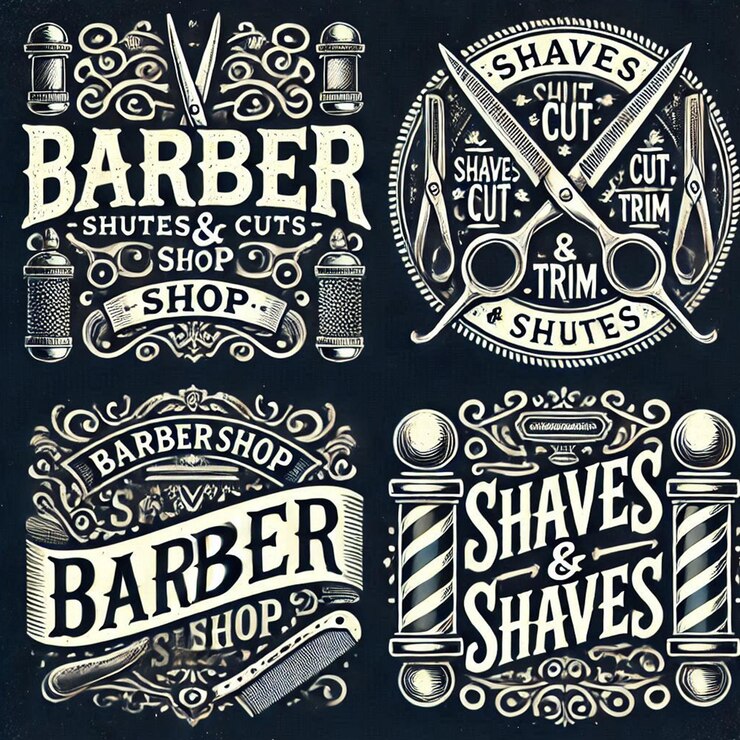 PSD rótulos vintage de barbeiro hipster