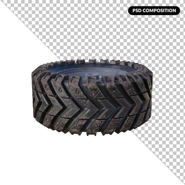 Roue de course de pneus tout-terrain isolée en 3D