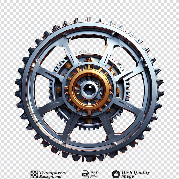 PSD roue dentée isolée sur fond transparent