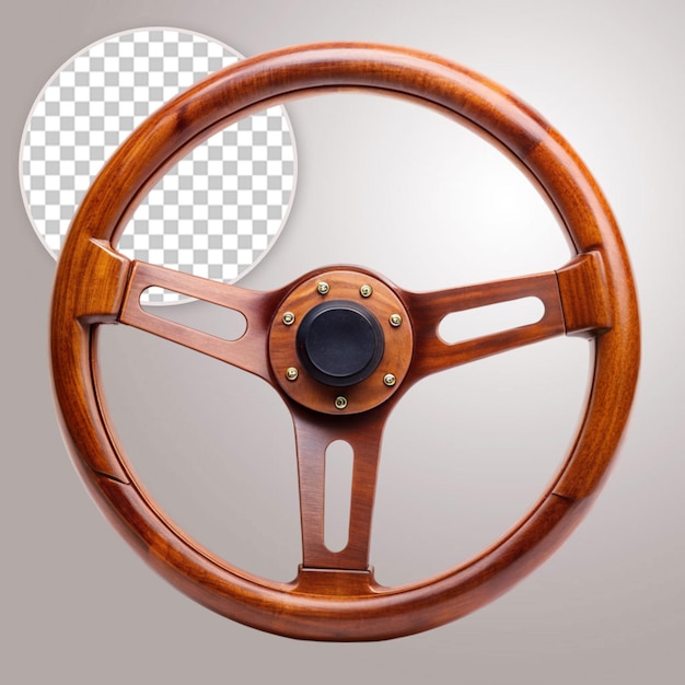 PSD roue de voiture en bois antique isolée sur fond transparent