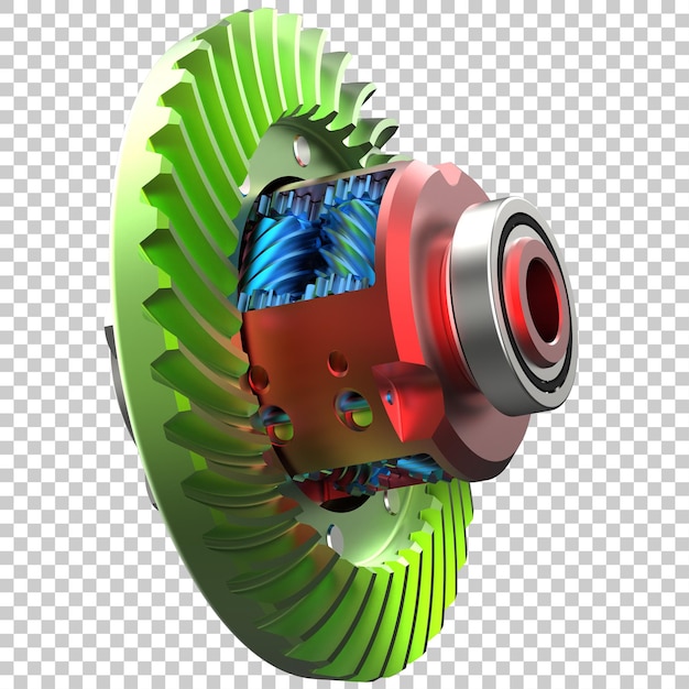 Roues dentées de transmission sur fond transparent illustration de rendu 3d