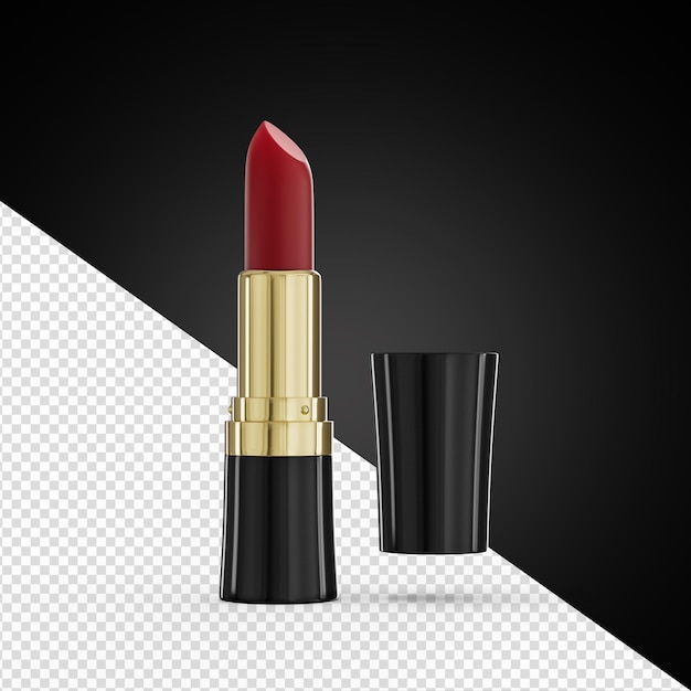 Un rouge à lèvres rouge isolé sur un fond blanc illustration 3D