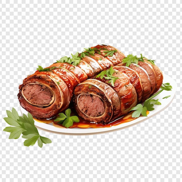 PSD rouladen beef rolls isolé sur un fond transparent