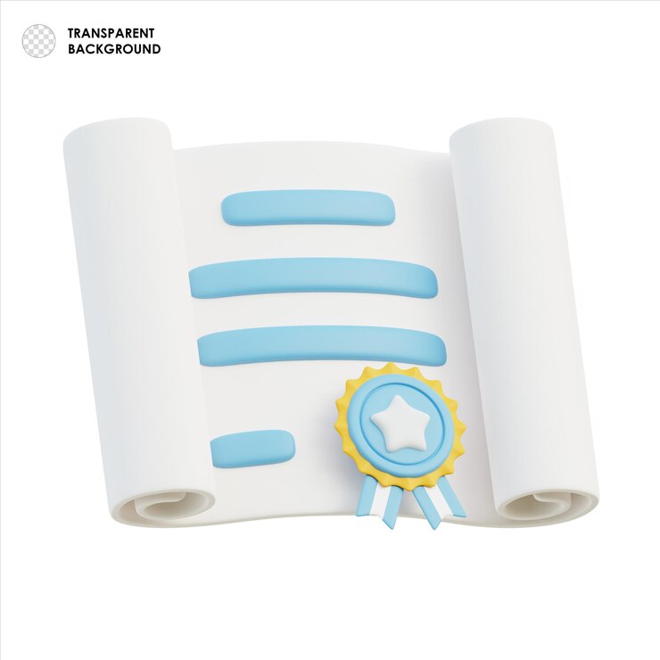 PSD rouleau de diplôme 3d avec sceau