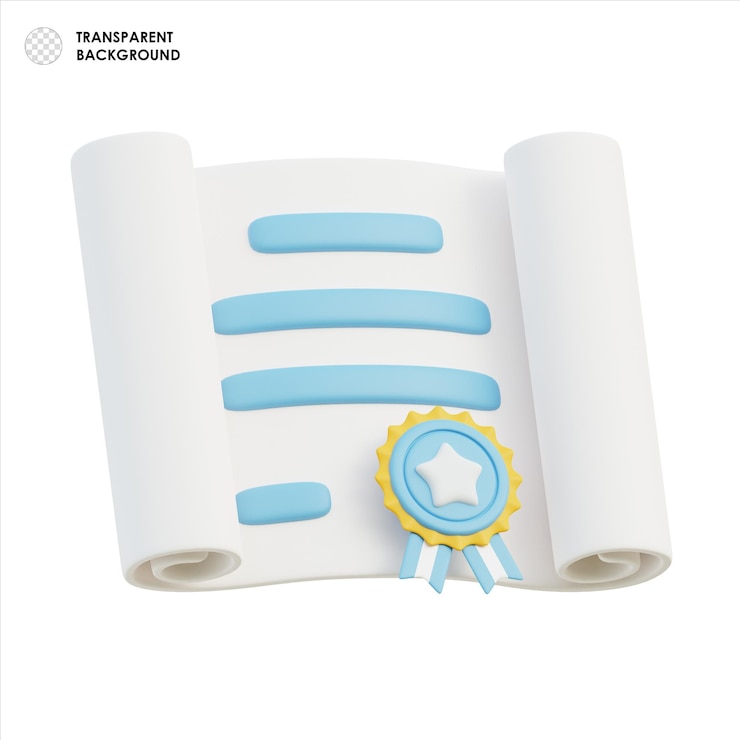 PSD rouleau de diplôme 3d avec sceau