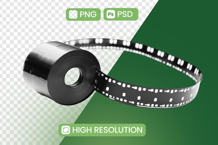 PSD le rouleau de film se déroule gracieusement avec png psd et haute résolution sur fond vert pour les ressources d'édition