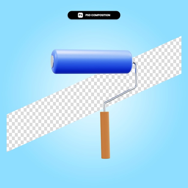 Rouleau de peinture illustration de rendu 3d isolé