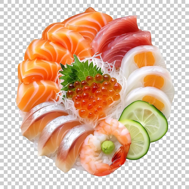 PSD rouleau de sushi sashimi en png avec fond transparent