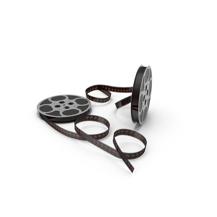PSD rouleaux de film isolés sur fond blanc
