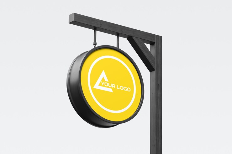Round Illuminated Sign Mockup