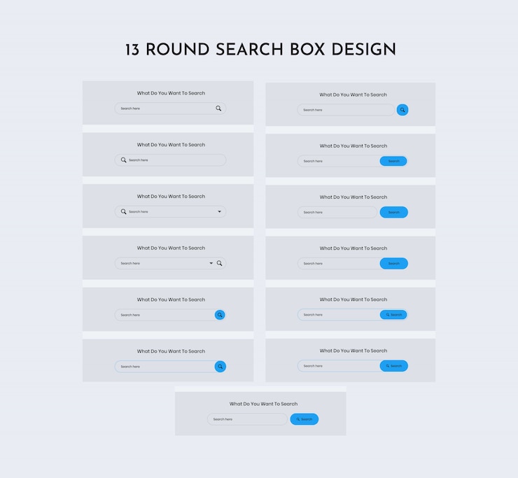 PSD round search web ui kit