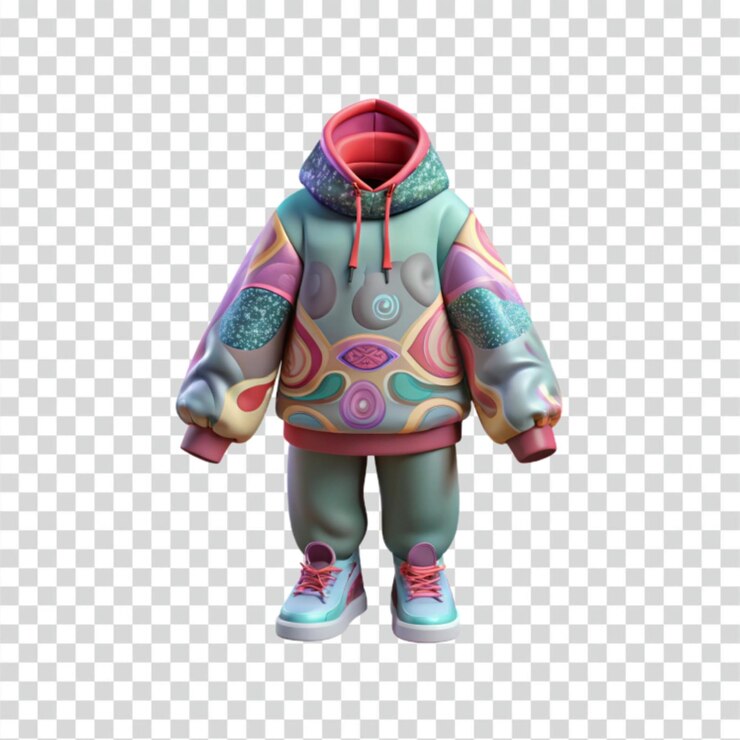 PSD roupa colorida com capuz psicodélico