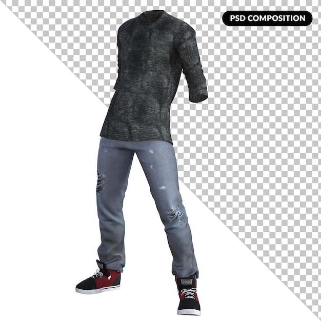 Roupa de estilo de rua isolada 3d